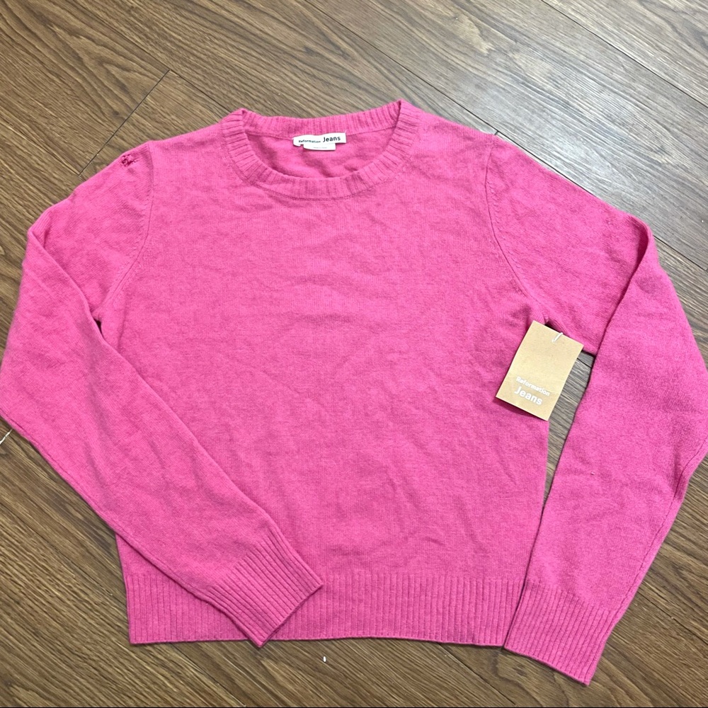 NWT Reformation Cashmere Hot Pink Sweater size Small